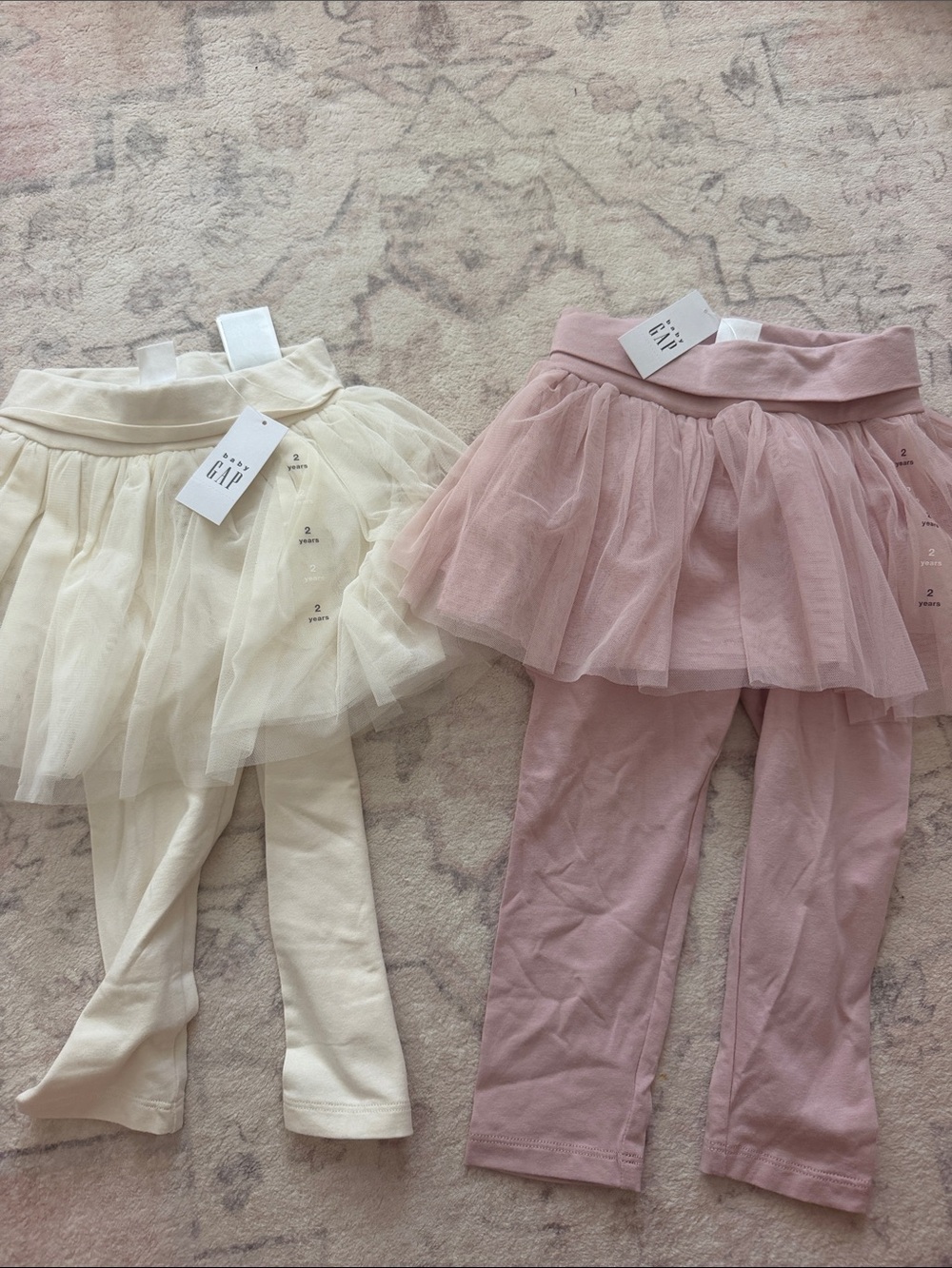 GAP Girls' Tulle Skirted Leggings — Pink & Cream